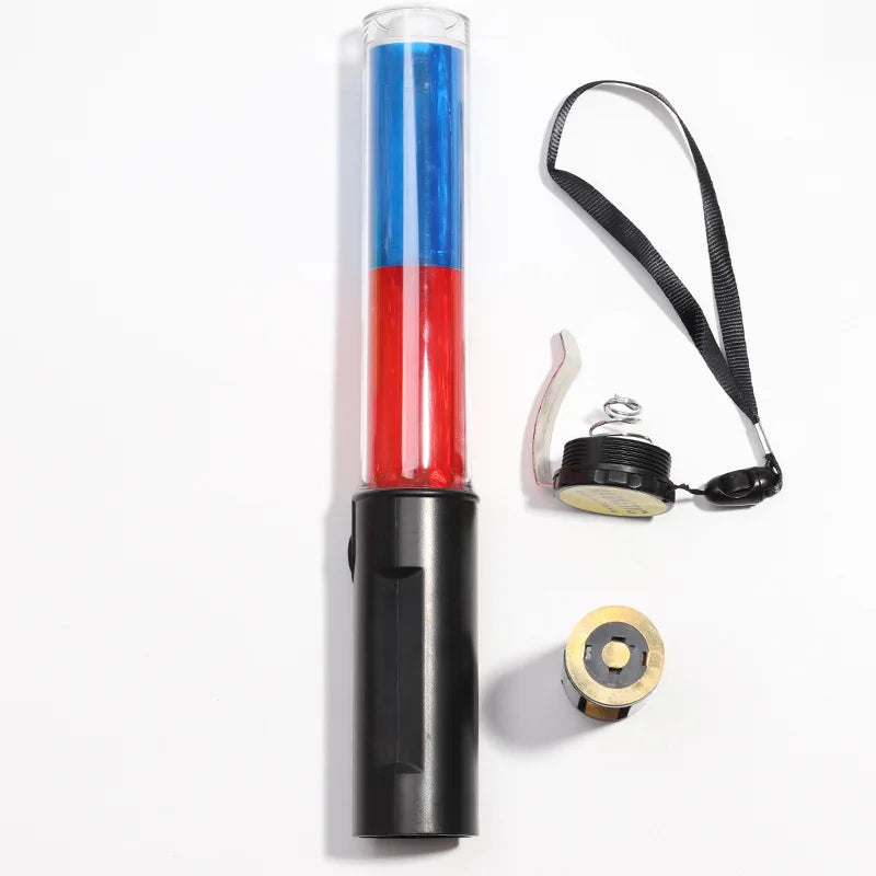 LED Traffic Wand Baton | 3-Mode Red Blue Flashing Command Light
