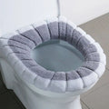 1Pcs Bathroom Toilet Seat Cover Mat Washable Warmer Bathroom Toilet Cushion With Handle Thicker Soft Knitting Closestool Pad Oasis Select White Gray