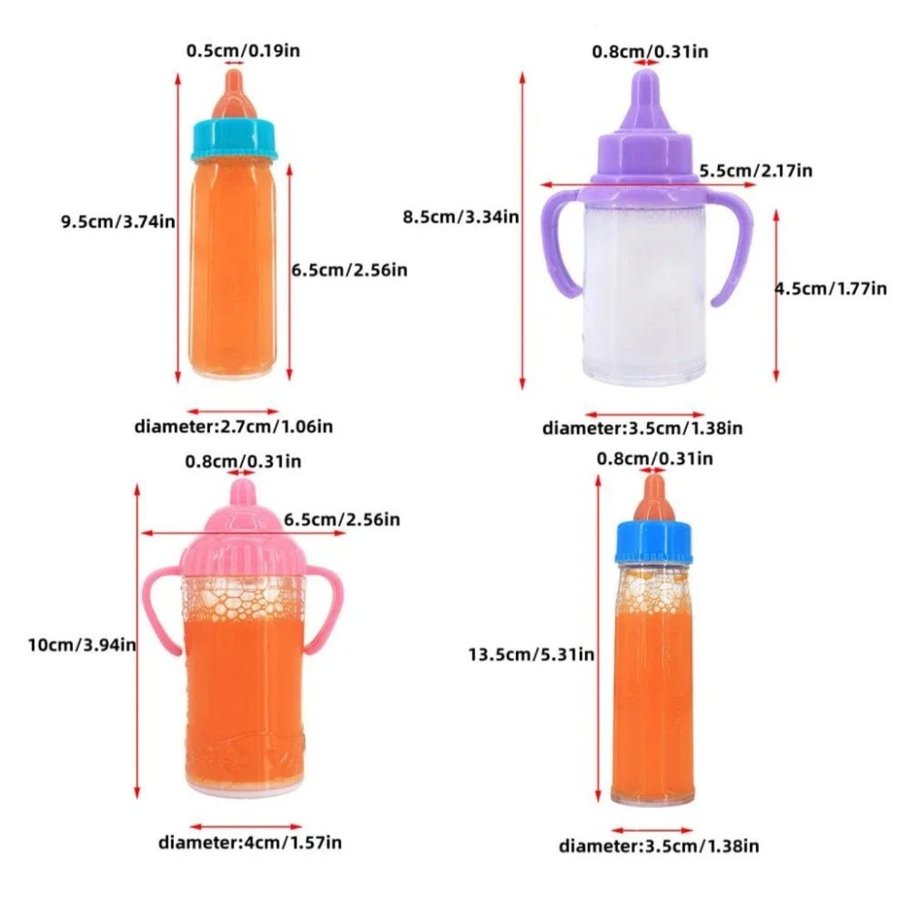 Large size Baby Doll Feeding Bottle Set Baby Care Toy Stroller 2pcs Milk And Juice Bottles With Toy Pacifier For Baby Dolls Oasis Select