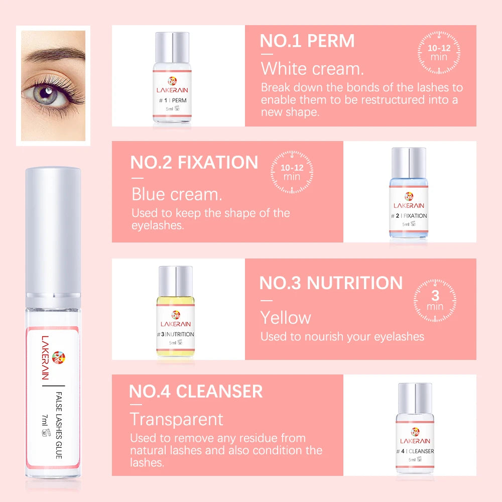 Lakerain Lash Lift Kit Lifting Eyelashes Semi Permanent Curling Perming Wave Eyelash Perm Eyelash Enhancer Makeup Tools Oasis Select