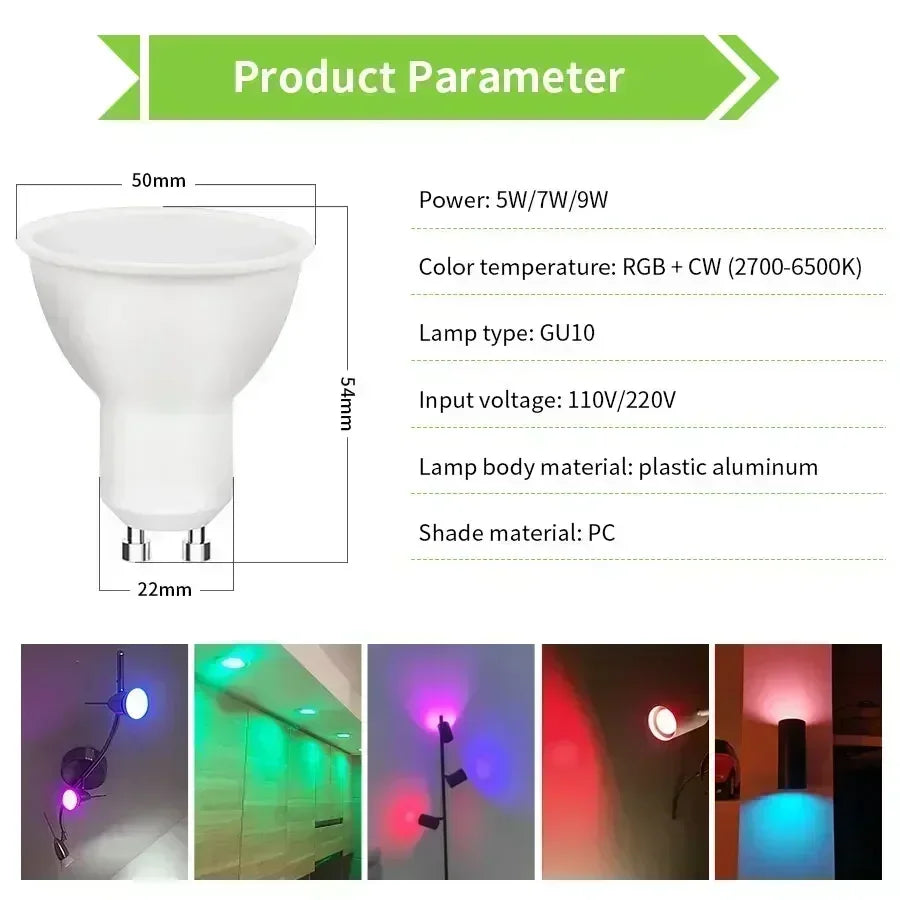 Tuya WiFi Smart GU10 LED Bulb – Alexa & Google Home, RF Remote Smart LED Spotlight Oasis Select