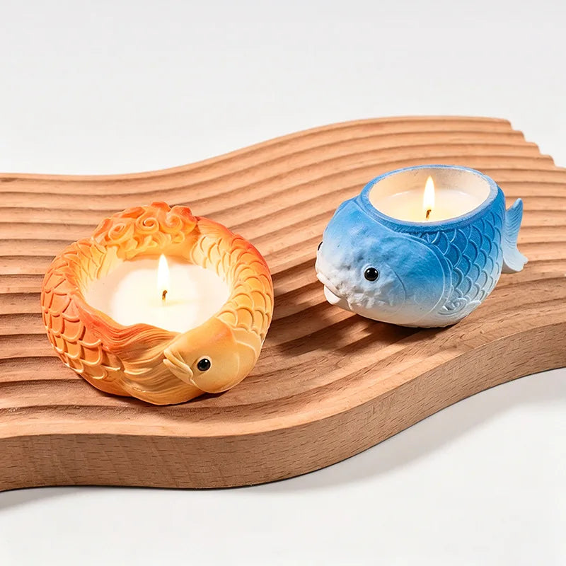 Cute goldfish flowerpot succulent plant flowerpot resin silicone mold carp storage box candle cup gypsum mold Oasis Select