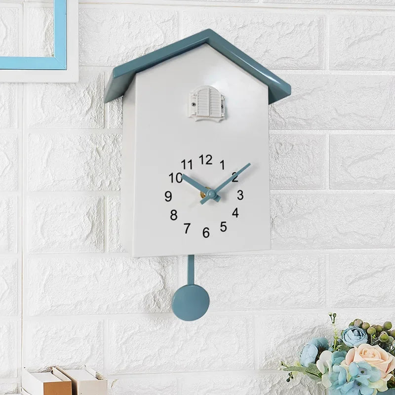 Cuckoo Quartz Wall Clock Modern Bird Home Living Room Hanging Watch Horologe Clocks Timer Office Home Decoration Gifts Oasis Select Blue White