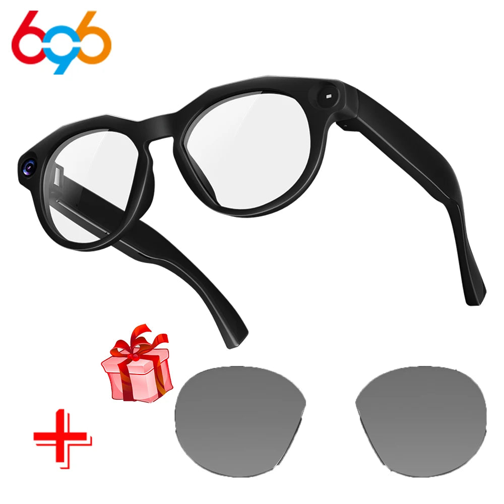 AI Smart Glasses 1300W Pixel Anti Blue Light HD Camera Video BT Call Real-time Translation Live Streaming Glasses Sunglasses Men Oasis Select BK