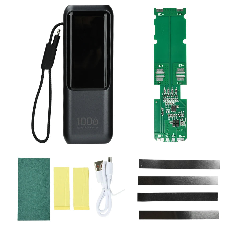 PD100W Portable Power Bank Kit DIY Fast Charging with Digital Display Multi-Layer Protection for Smartphones 21700 Battery Case Oasis Select