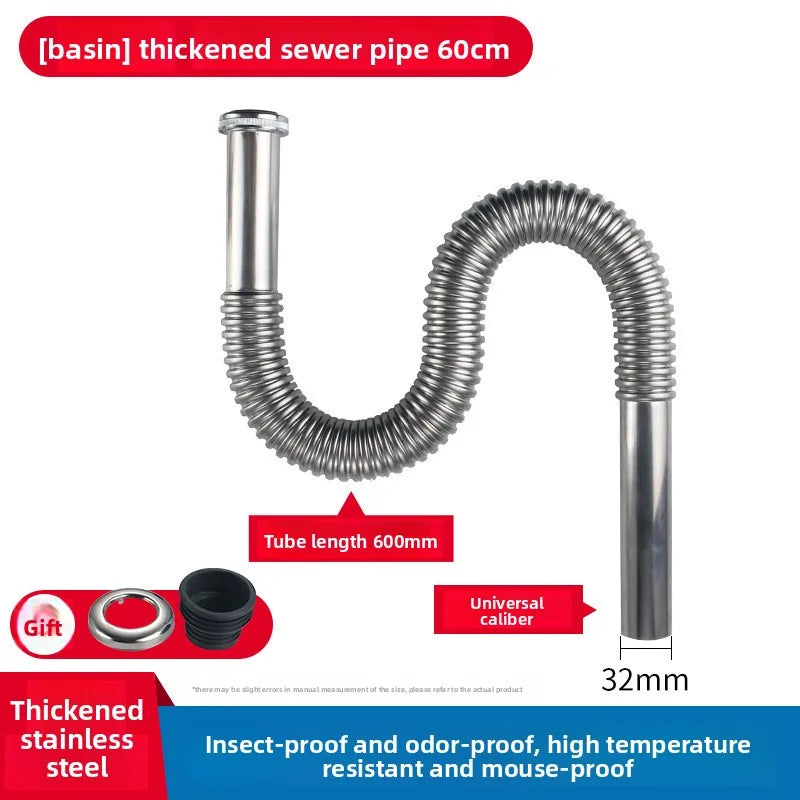 Kitchen Sink Drain Pipe Anti Rat Bite Stainless Steel Sink Strainer Deodorant Wash Basin Sewer Drainer Bathroom Accessories Oasis Select A