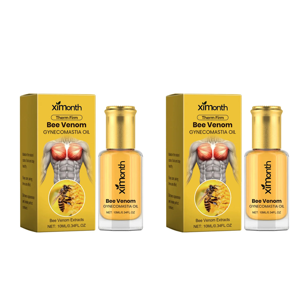 Bee Venom Men's Chest Massage Oil Firming Nourishing Care for Chest Contouring Tightening Elasticity Oil Men's Chest Skin Care Oasis Select 2Pcs
