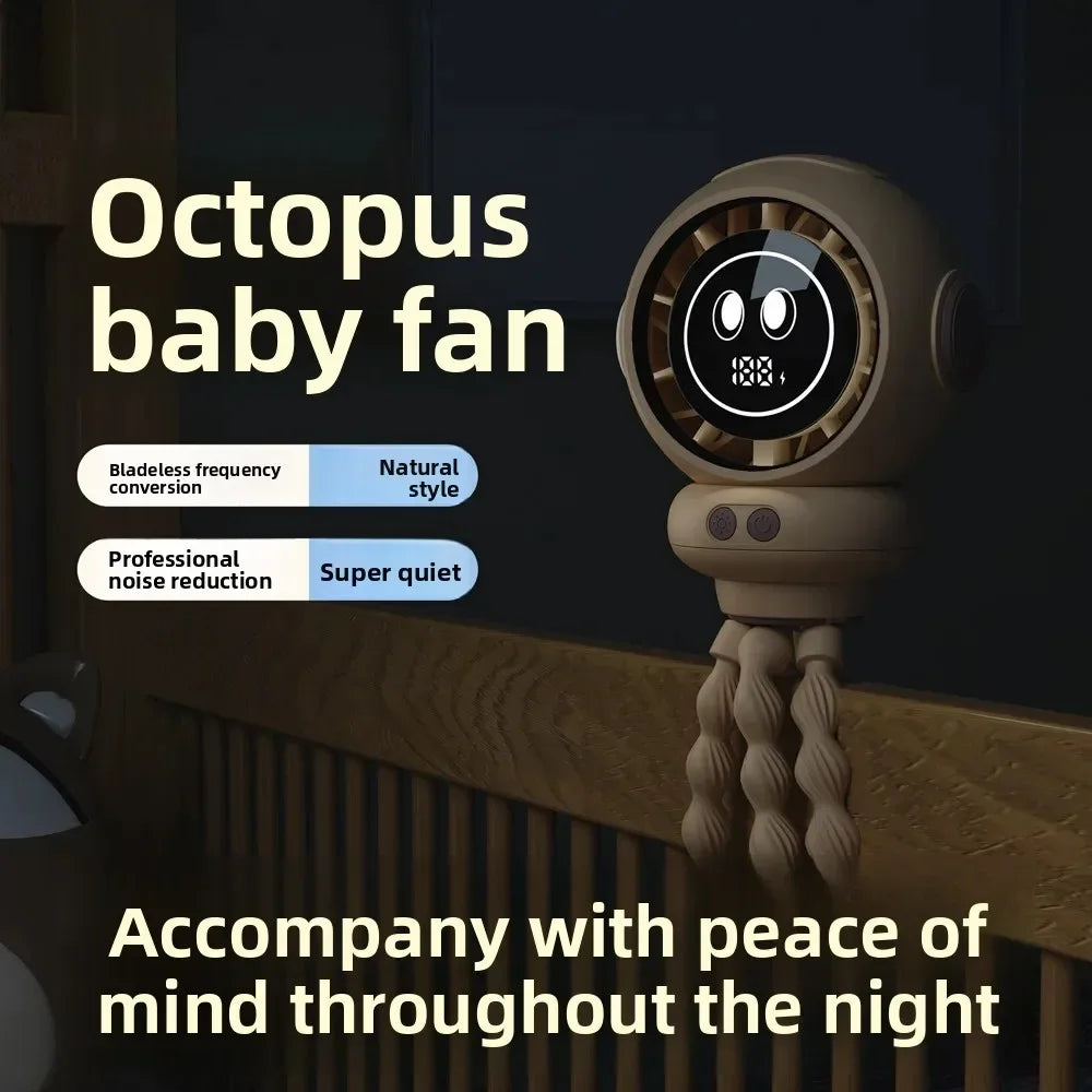 Cute Octopus USB Fan with Night Light | 10W Desktop & Stroller