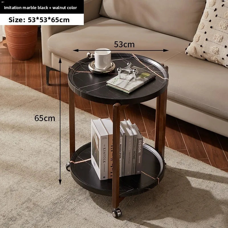 Multi-functional Movable trolley side table Living room coffee table Movable coffee table sturdy and durable Oasis Select Walnut Rack H