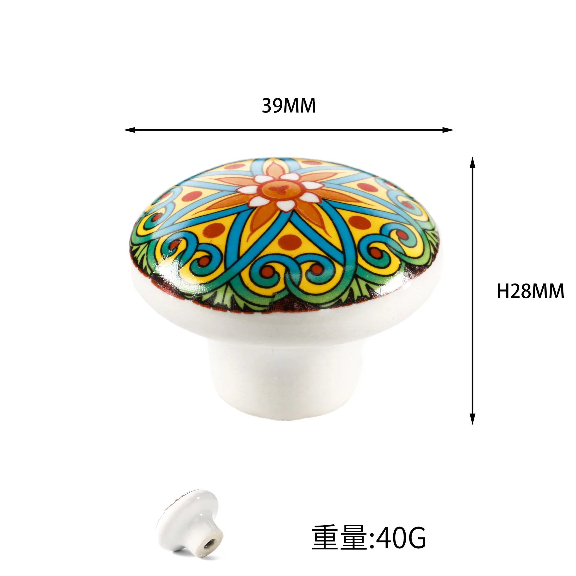 Bohemian Style Ceramic Knob 1pcs, Antique Metal Finish Screw In Pull Handles for Cabinet Doors and Drawer Oasis Select green