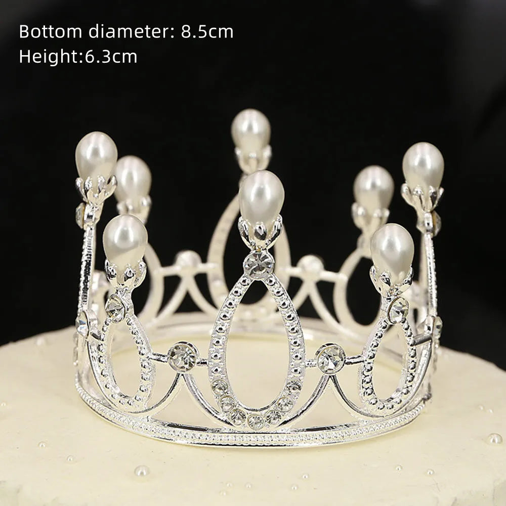 Rhinestone Crown Baking Cake Topper Headwear Decoration Children's Hair Accessories Princess Wedding Birthday Party Supplies New Oasis Select Silver Water drop CHINA