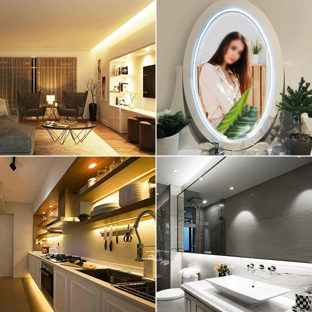12V Neon LED Strip Light with Hand Scan Motion Sensor Waterproof Nightlight for Bathroom Vanity Backlight Makeup Mirror Lighting Oasis Select