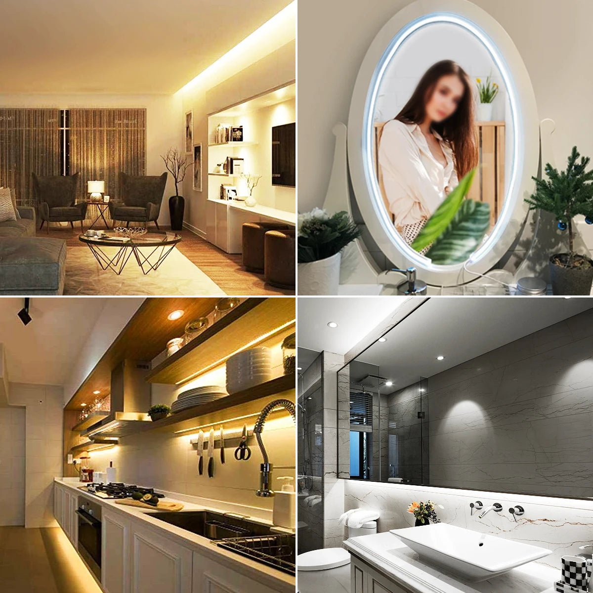 12V Neon LED Strip Light with Hand Scan Motion Sensor Waterproof Nightlight for Bathroom Vanity Backlight Makeup Mirror Lighting Oasis Select