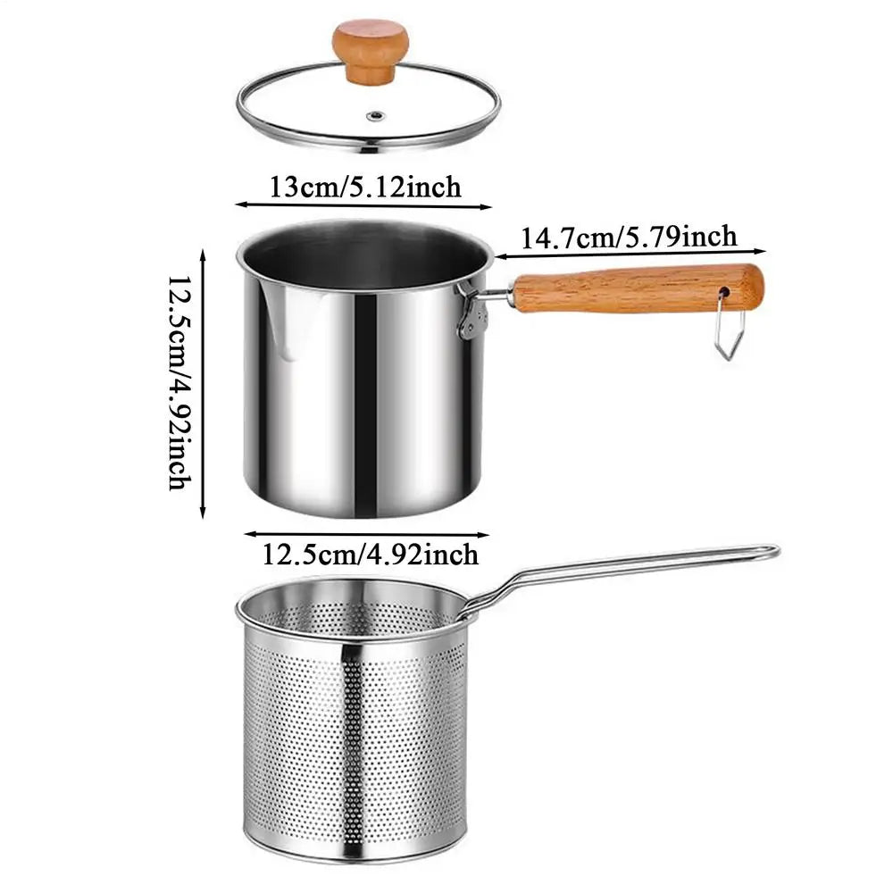 Deep Frying Pot Kitchen Fryer With Strainer Stainless Steel Tempura Fryer Pan Fry Pot Chicken Fried Chicken Cooking Tools Oasis Select 1PC