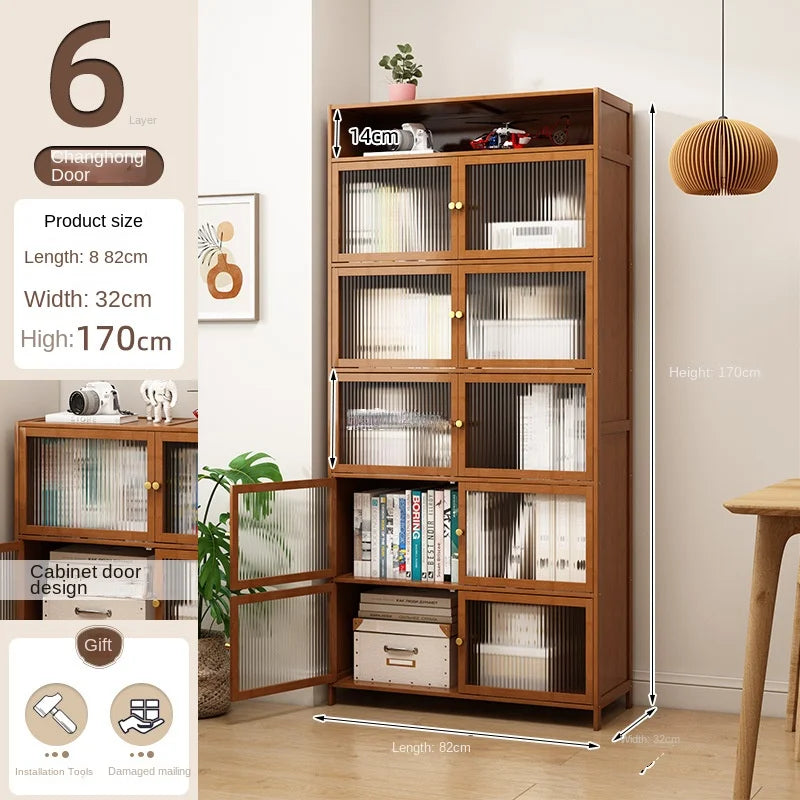 Bookcase with door, multi-layer storage rack, seam storage cabinet, living room display cabinet, bookshelf Oasis Select 82cmF
