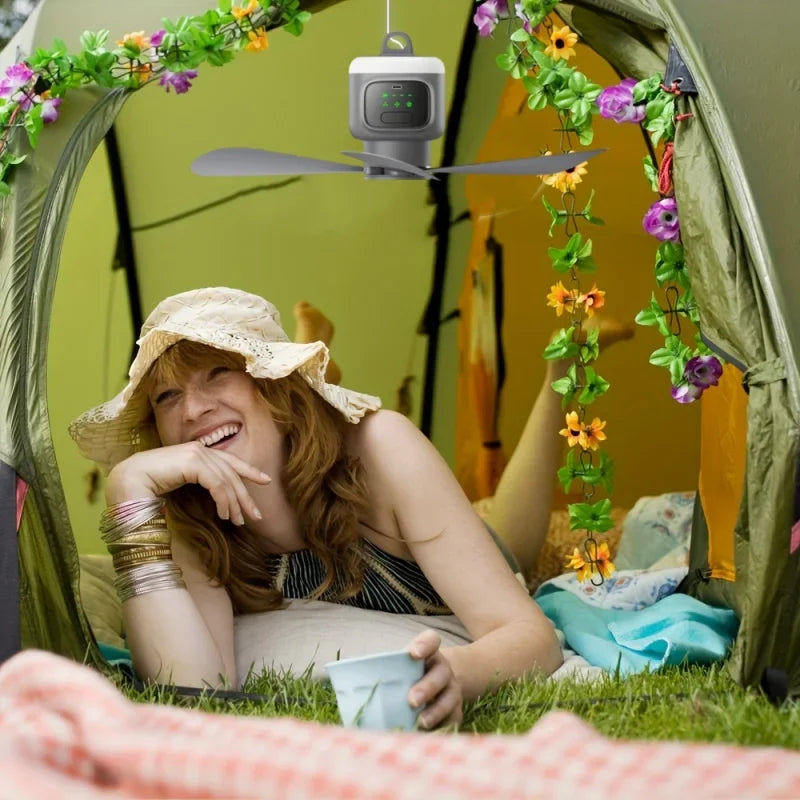 URGGU 12000mAh Camping Fan with LED Light & Remote Control