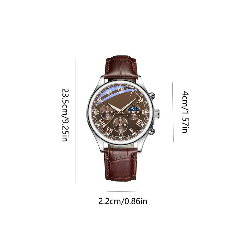 Casual Man Wristwatch Fashion Classic Week Waist Watch For Men Fashionable Men's Casual Sports Watches With Leather Strap Oasis Select Brown