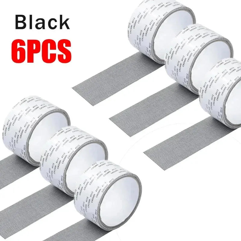 Anti-Mosquito Mesh Window Net Screen Repair Tape Patch Waterproof Self-adhesive Repair Tool Broken Hole New Oasis Select 6PCS-black
