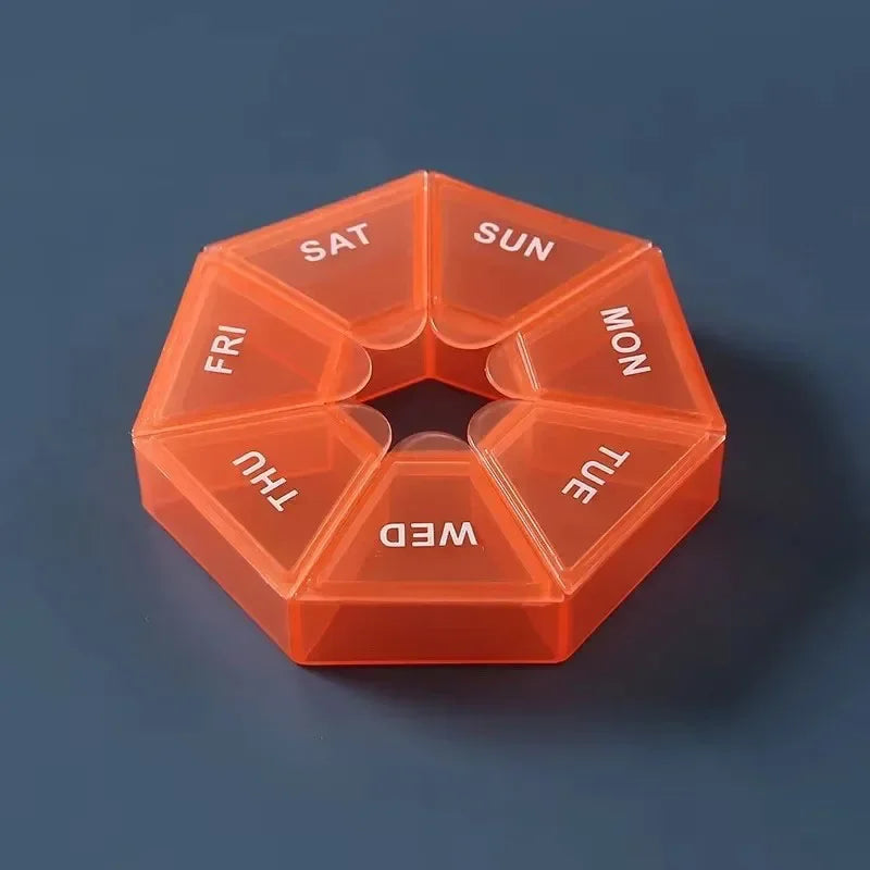 1/2/3pcs Portable Mini Seven Days Small Pill Box One Week Seven Days A Week Pill Organizers Multifunctional Medicine Case Oasis Select 1pcs-Orange