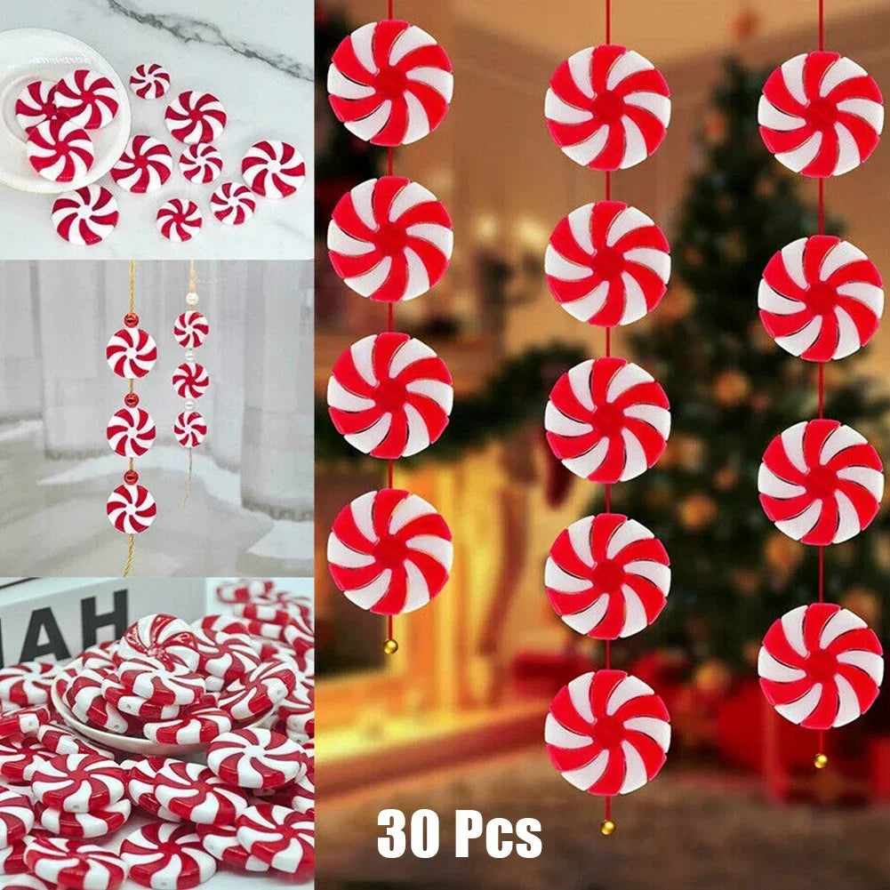 Xmas Candy Ornament Xmas Candy Pendant Red White 24*6mm Party Decoration Pendant Christmas Hanging Ornament Home Oasis Select China Mainland
