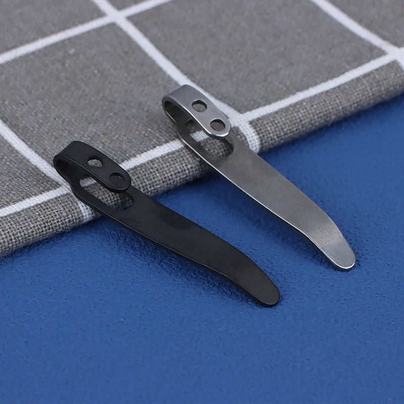 New 1 Set 420 Stainless Steel Material Knife Back Clip With 3pcs M2.5 Screws Pocket Waist Clamps For Knives DIY Make Accessories Oasis Select