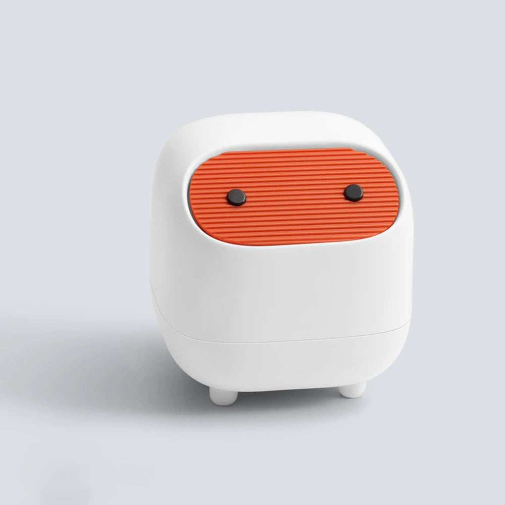 Cute Ninja Mini Desktop Trash Can with Lid | Small Plastic Bin
