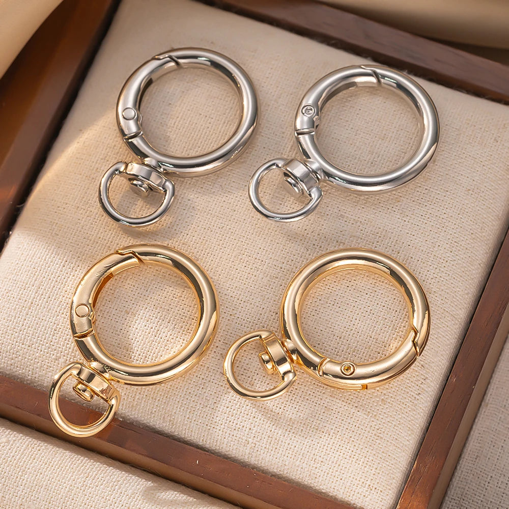5pcs/Lot Round Openable Swivel Metal Spring Key Rings Buckles Clasps For DIY Bag Keychains Connector Jewelry Making Accessories Oasis Select