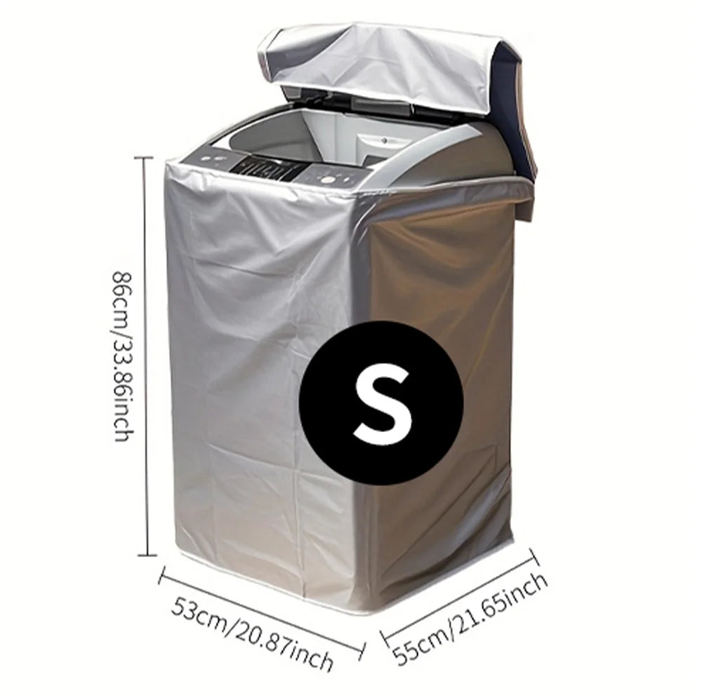 Waterproof Top Load Washing Machine Cover, Sunproof Dustproof Silver Coated Fabric, All-Weather Protection for Outdoor Balcony Oasis Select S(86x55x53cm)