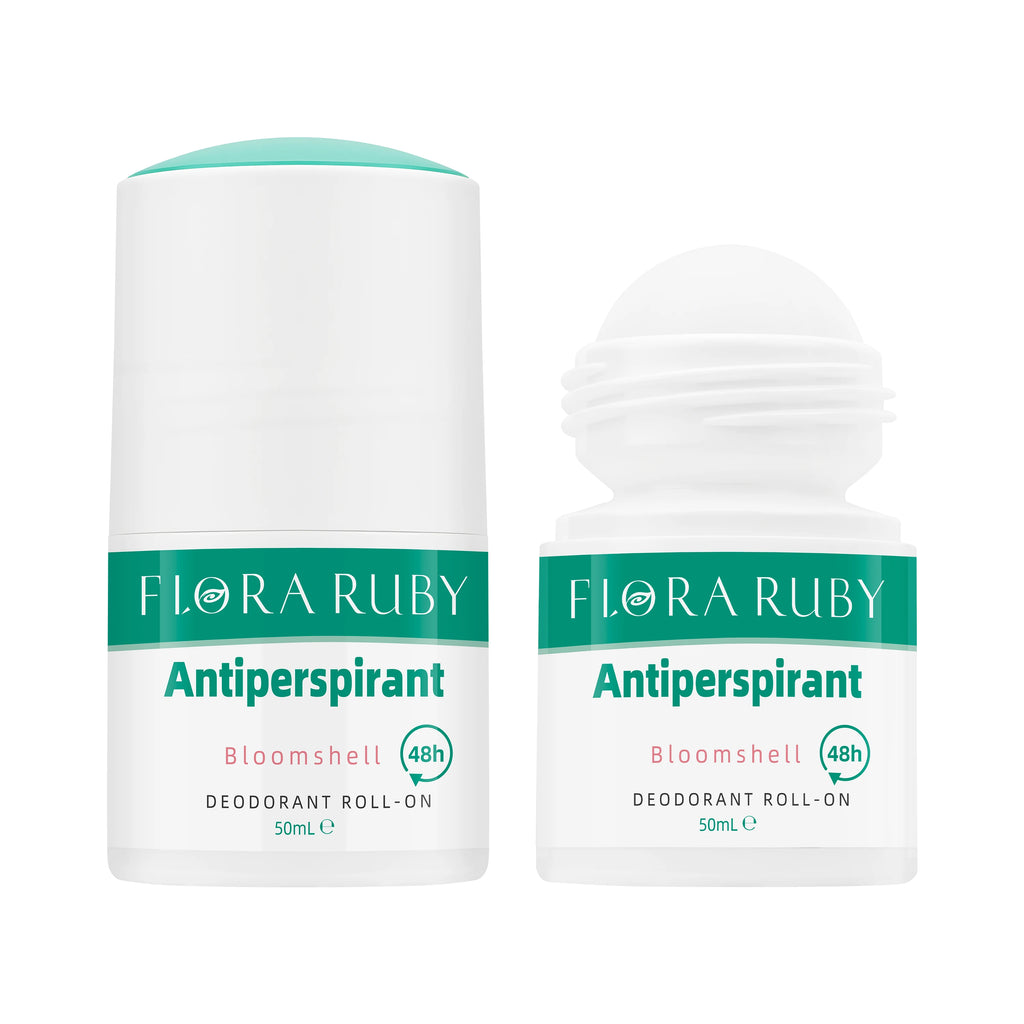 Flora Ruby deodorant rool on, 24-hour anti sweat and deodorizing, long-lasting freshness, easy to carry Oasis Select Bloomshell