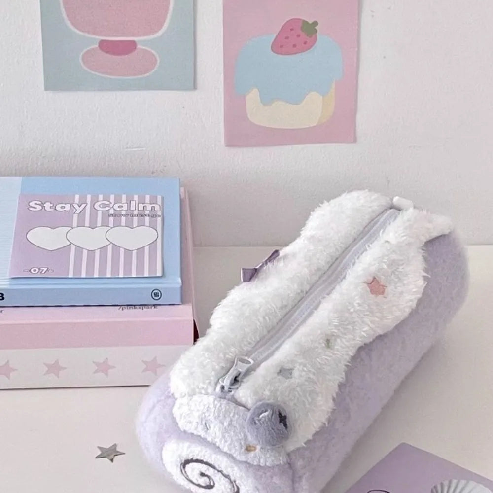 Plush Pencil Case, Cute Stationery Bag, Plush High-value Student Large Capacity Stationery Box Oasis Select