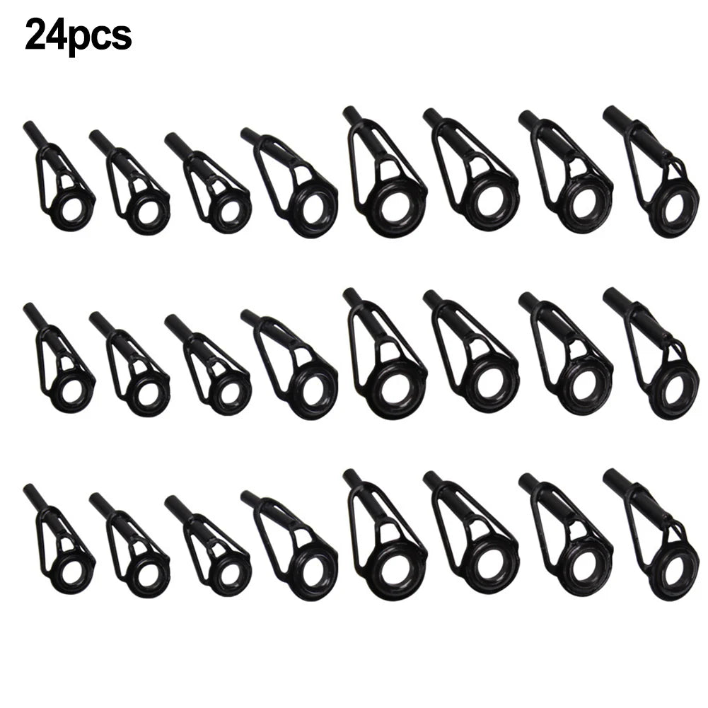 24pcs Tips Guide Tips Transparent Guides Line Rings Mixed Size Ring Rod Repair Kit Fishing Fishing For Lure Fish Rods Oasis Select