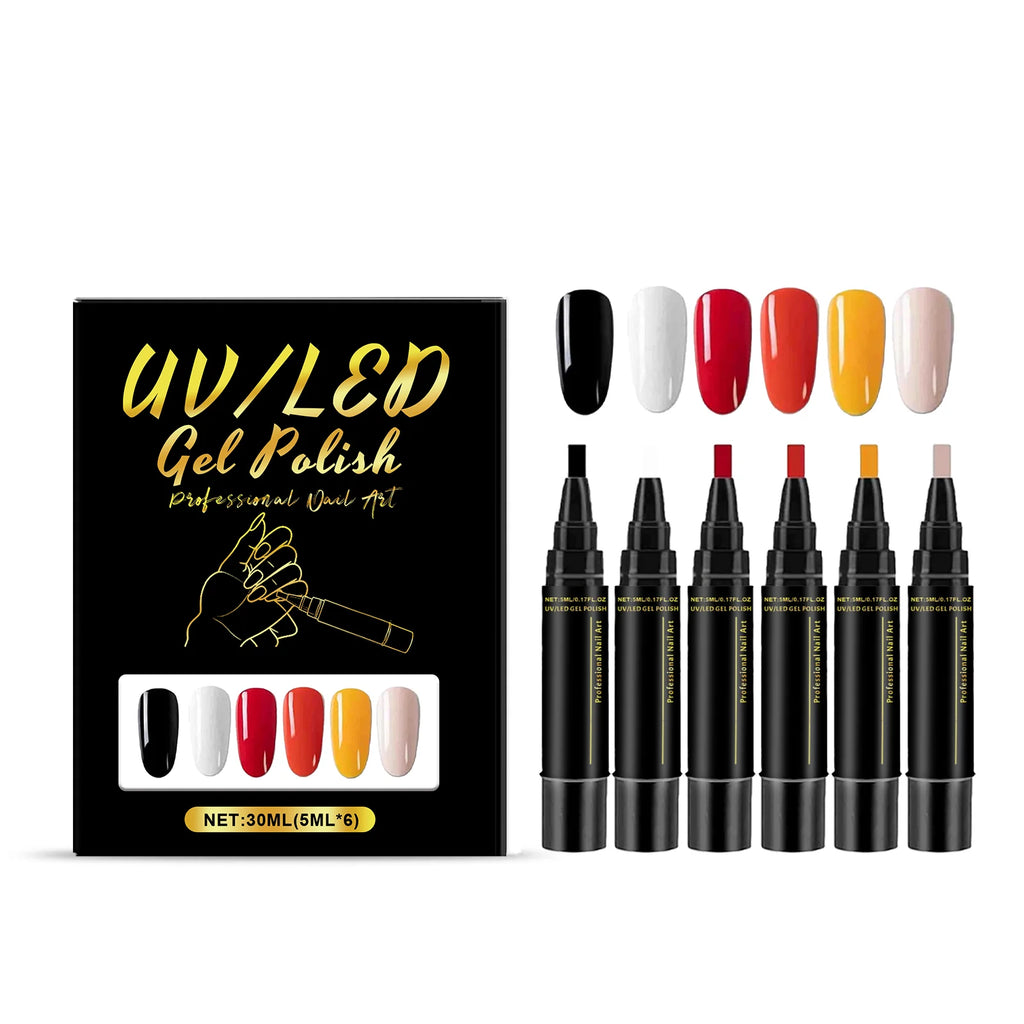 6 Color DIY Nail Art Pens High Pigment Quick Dry Free Draw Design Decorate Nails Safe Gentle Waterproof Nails Art Oil Pens Kit Oasis Select SET 3