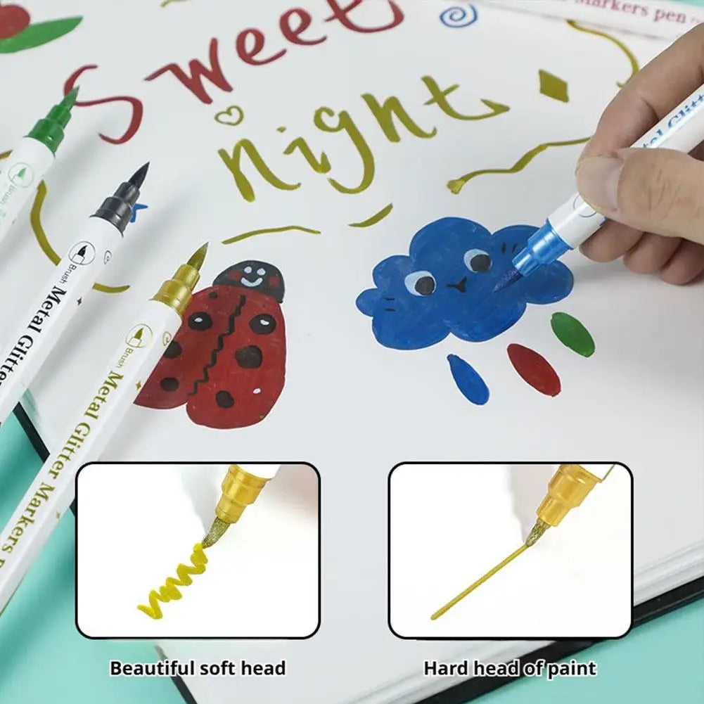10color/pack Nail Paint Pen Temporary Tattoo Pen with Tattoo Templates Set Double-ended Doodle Marker Drawing Pen Oasis Select