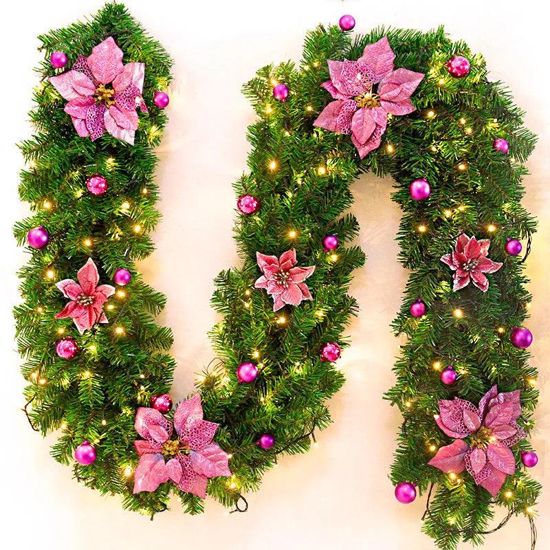 2.7-meter Encrypted Christmas Rattan Door Decorative Hanging Piece Christmas Decoration Christmas Decorations for Home Oasis Select 2.7 meters purple