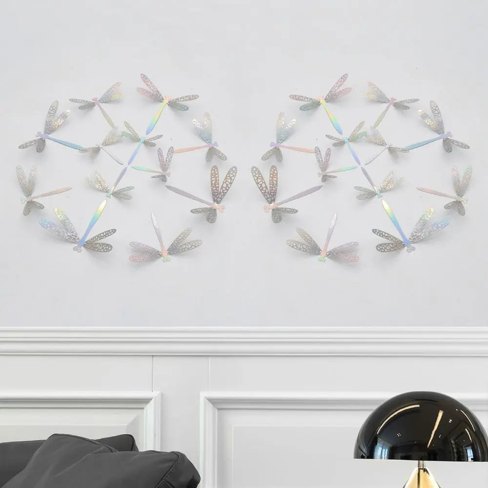 12-Pack 3D Dragonfly Wall Stickers – Gold Silver Rose Gold