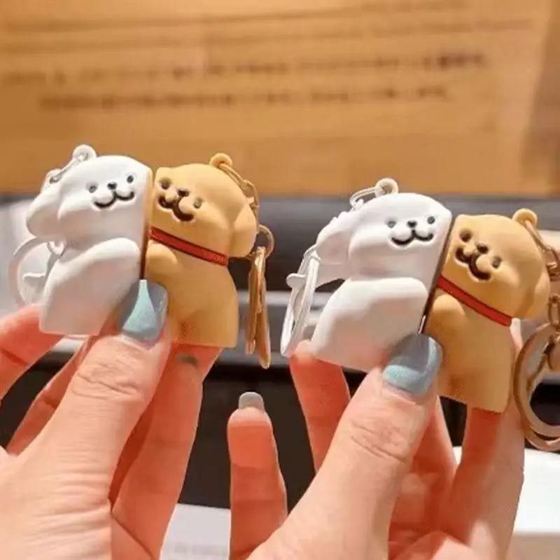 Puppy Keychain Magnetic Key Chain Cartoon Pendant Animal Keychain Dog Keychain Schoolbag Pendant Car Key Ring Bags Cute Widgets Oasis Select