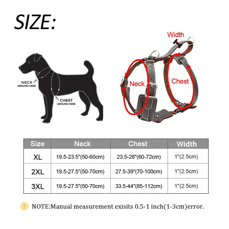 Durable Dog Harness Large Dogs Genuine Leather Harnesses Pet Training Vest With Quick Control Handle For Labrador Pitbull Oasis Select