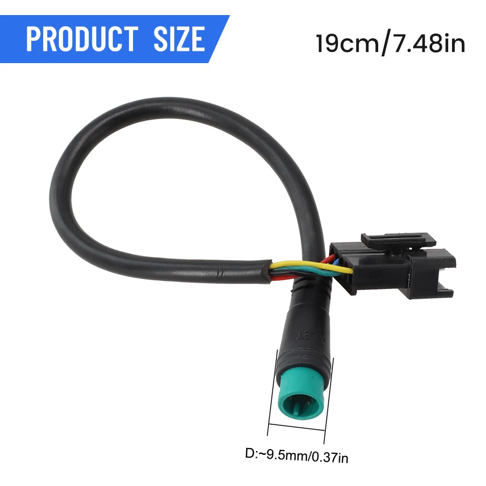 Electric Bicycle Adapter Cable 19cm Long 1Pcs Black Electric Bicycle Instrument For KT Display Waterproof To SM Oasis Select