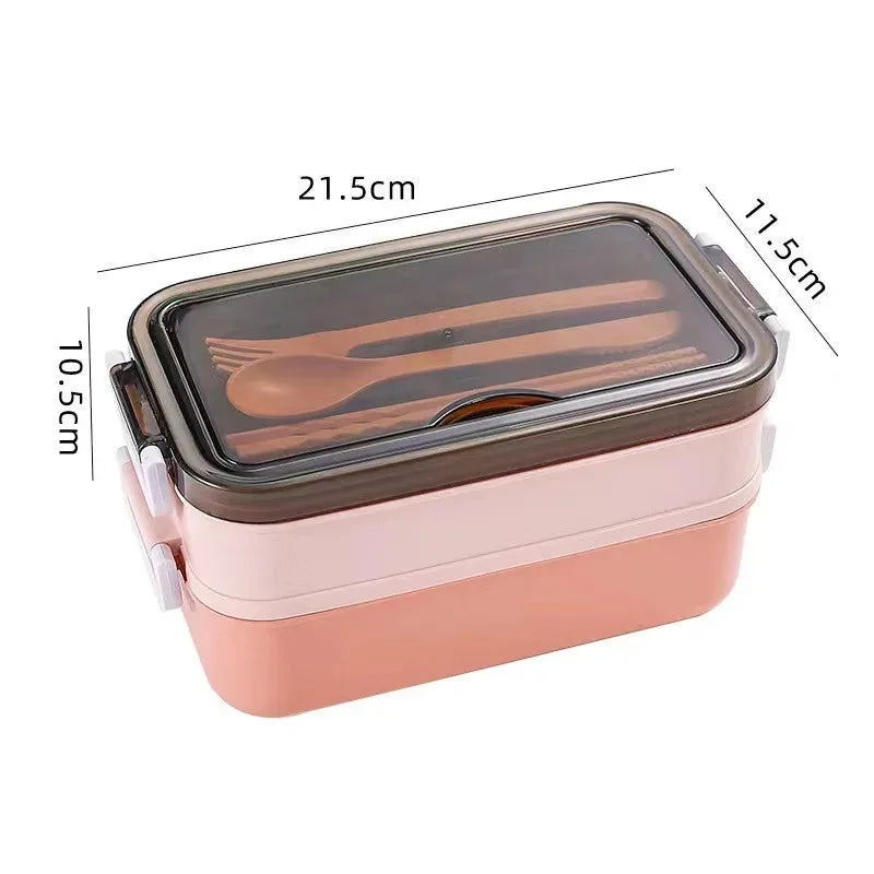 3-Layer Bento Lunch Box – Leakproof, Microwave Safe + Utensils Bento Lunch Box Oasis Select Pink 3 2|1400ml