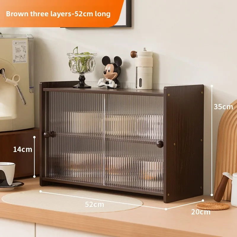 Dust cup holder, desktop water cup, teacup, tea set rack, coffee cup dining table, cup storage, side cabinet rack Oasis Select Z brown three layers