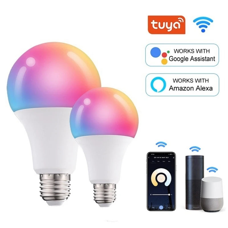 Tuya Smart WiFi LED Light Bulb E27 10W 15W 20W AC 220V 110V LED Lamp Smart Life APP Voice Control Works With Alexa Google Home Oasis Select 10W 110V Yes
