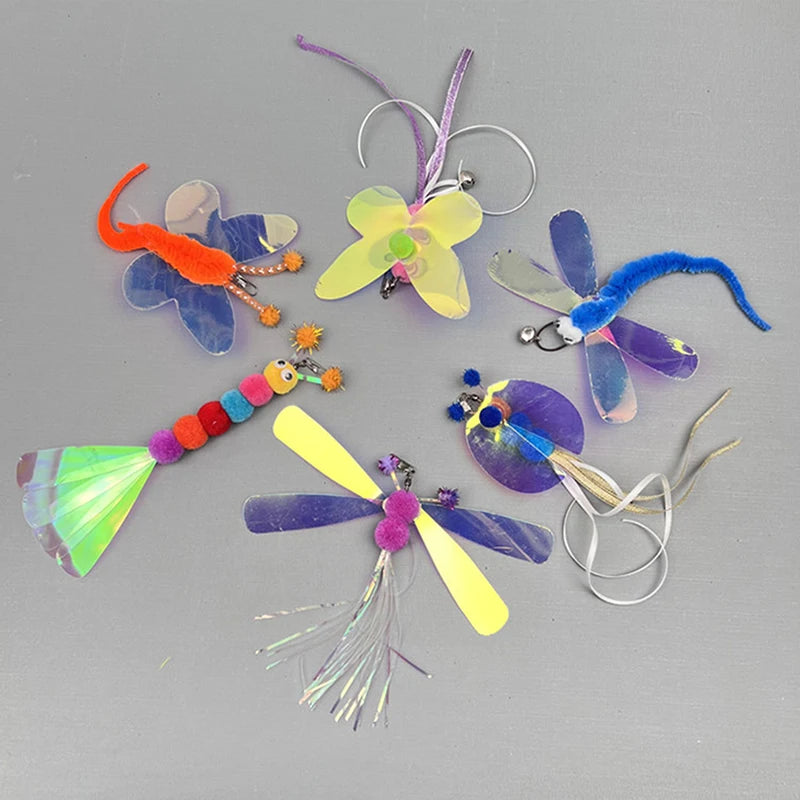 Three-section Telescopic Fishing Pole Wand Cat Teaser Wands Kitten Funny Catcher Teaser Stick Rod Interactive Stick Teaser Toys Oasis Select