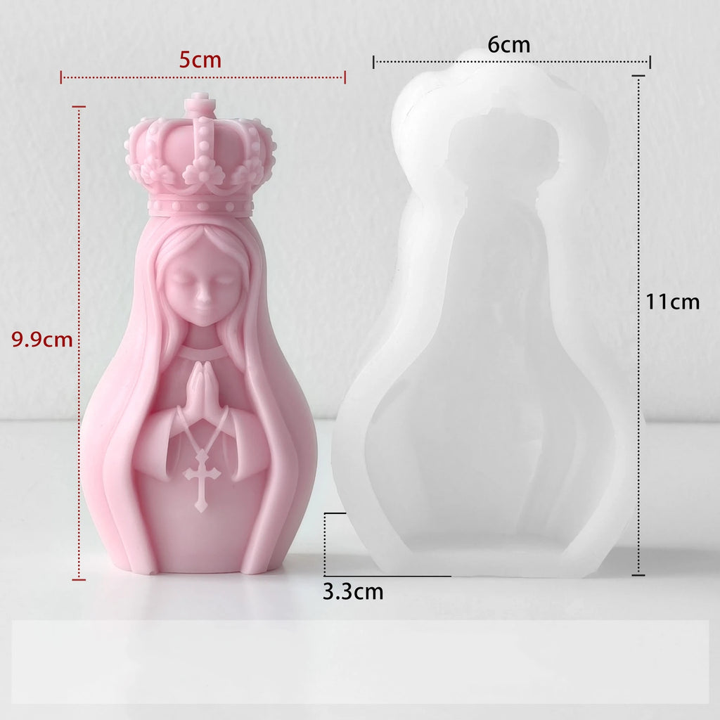 3D Virgin Mary Silicone Candle Mold – DIY Religious Craft Mold