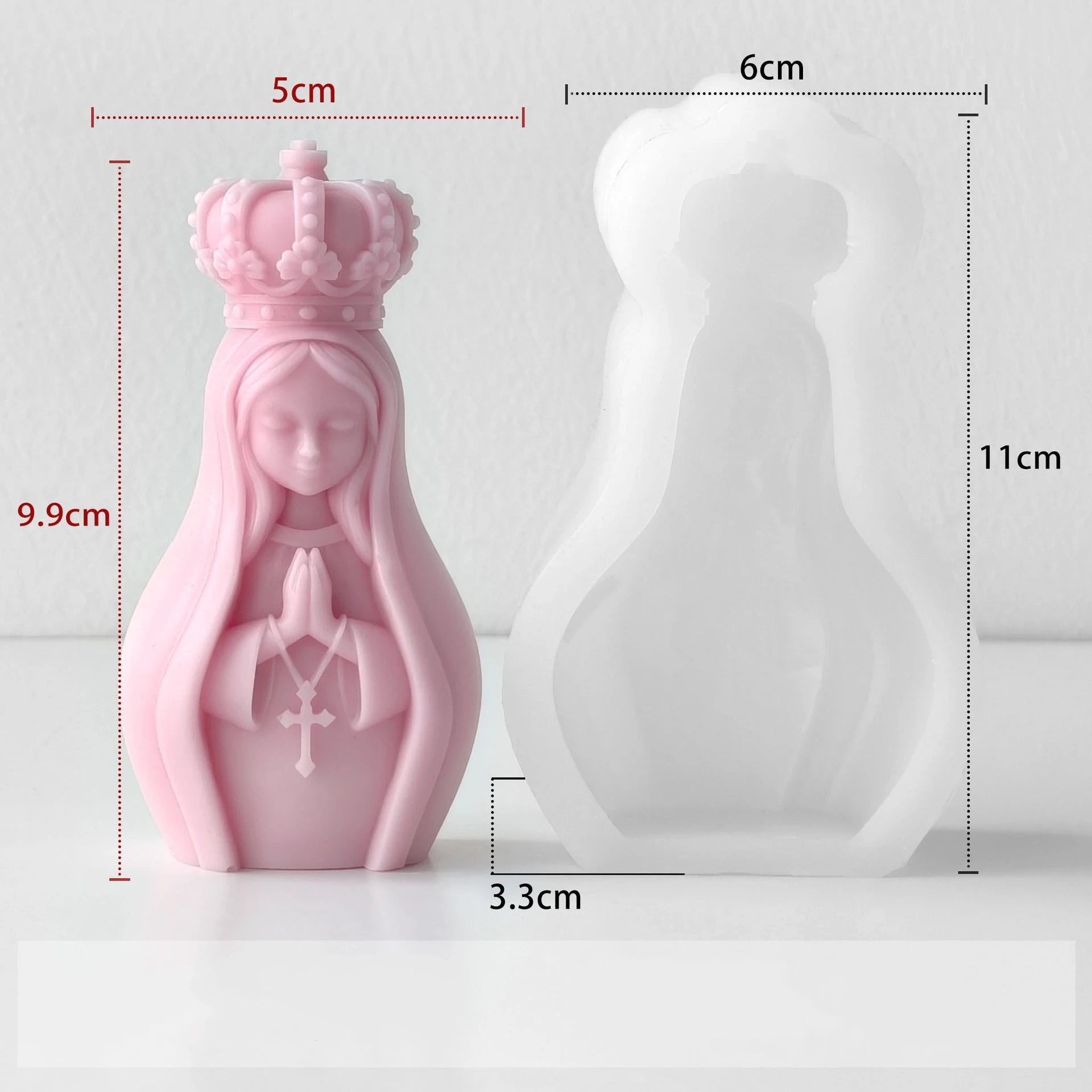 3D Virgin Mary Silicone Candle Mold – DIY Religious Craft Mold