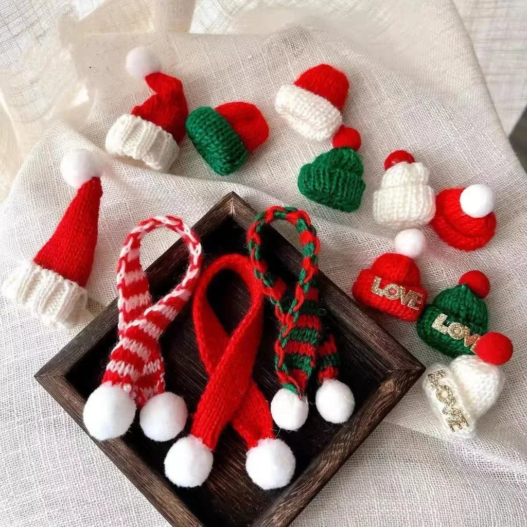 Mini Christmas Wine Bottle Covers Santa Hats Scarf Christmas Scarf Santa Hats for Dolls Home Decor Christmas Supplies Oasis Select