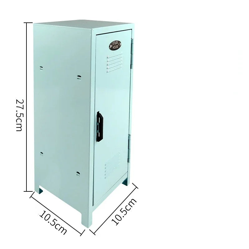 Iron Storage Box Dormitory Storage Cosmetics Paper Money Keys Bank Cards and Other Desktop Small Items Mini Locker Cabinet Oasis Select BLUE