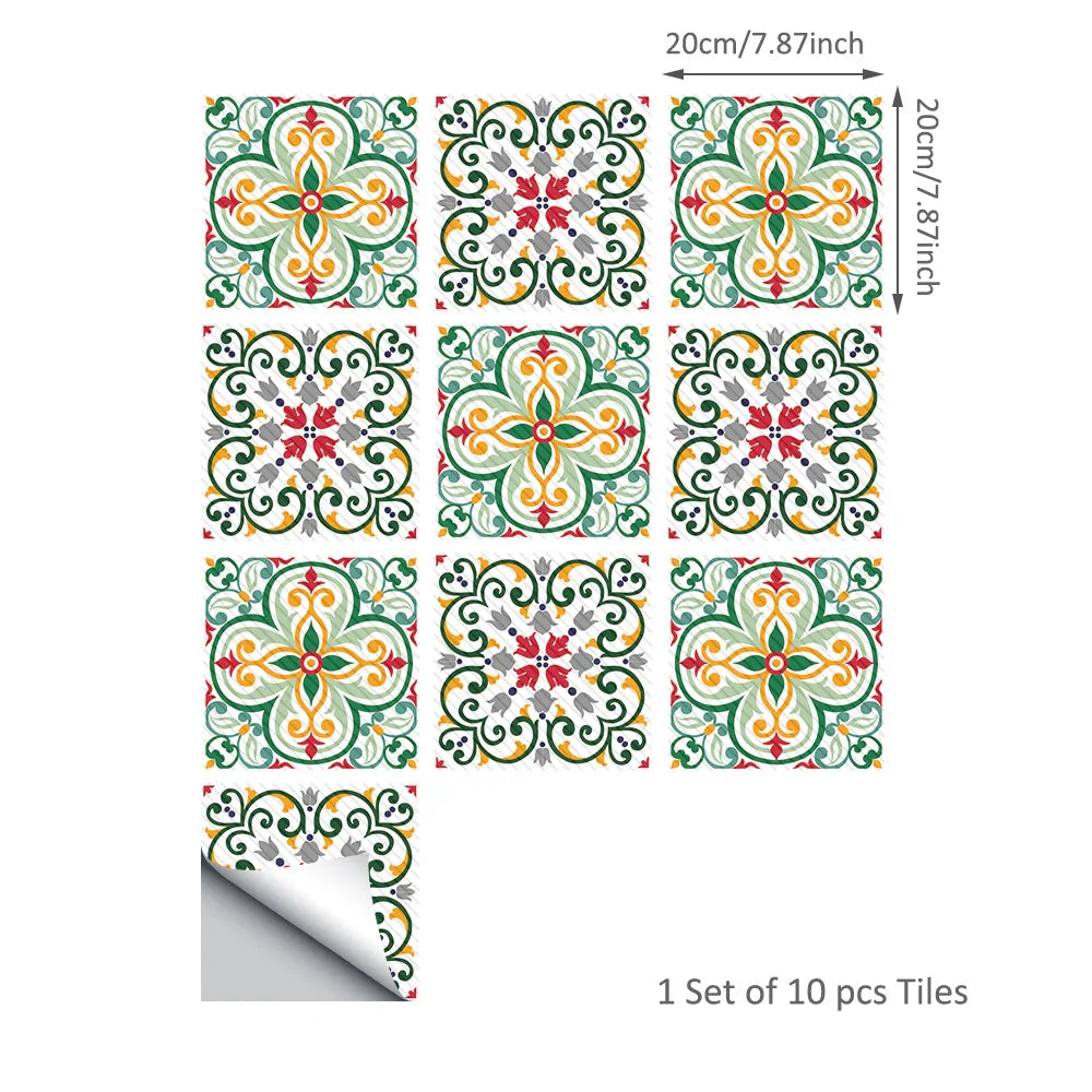 20*20cm Nordic Style Floor Tile Stickers Waterproof Anti-slip Wall Decals Home Decor for Bathroom Kitchen Oasis Select DB189 20 20CM 10PCS