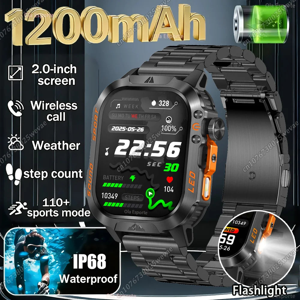Ola Esporte HT30 Military Smartwatch | LED Flashlight & BT Call