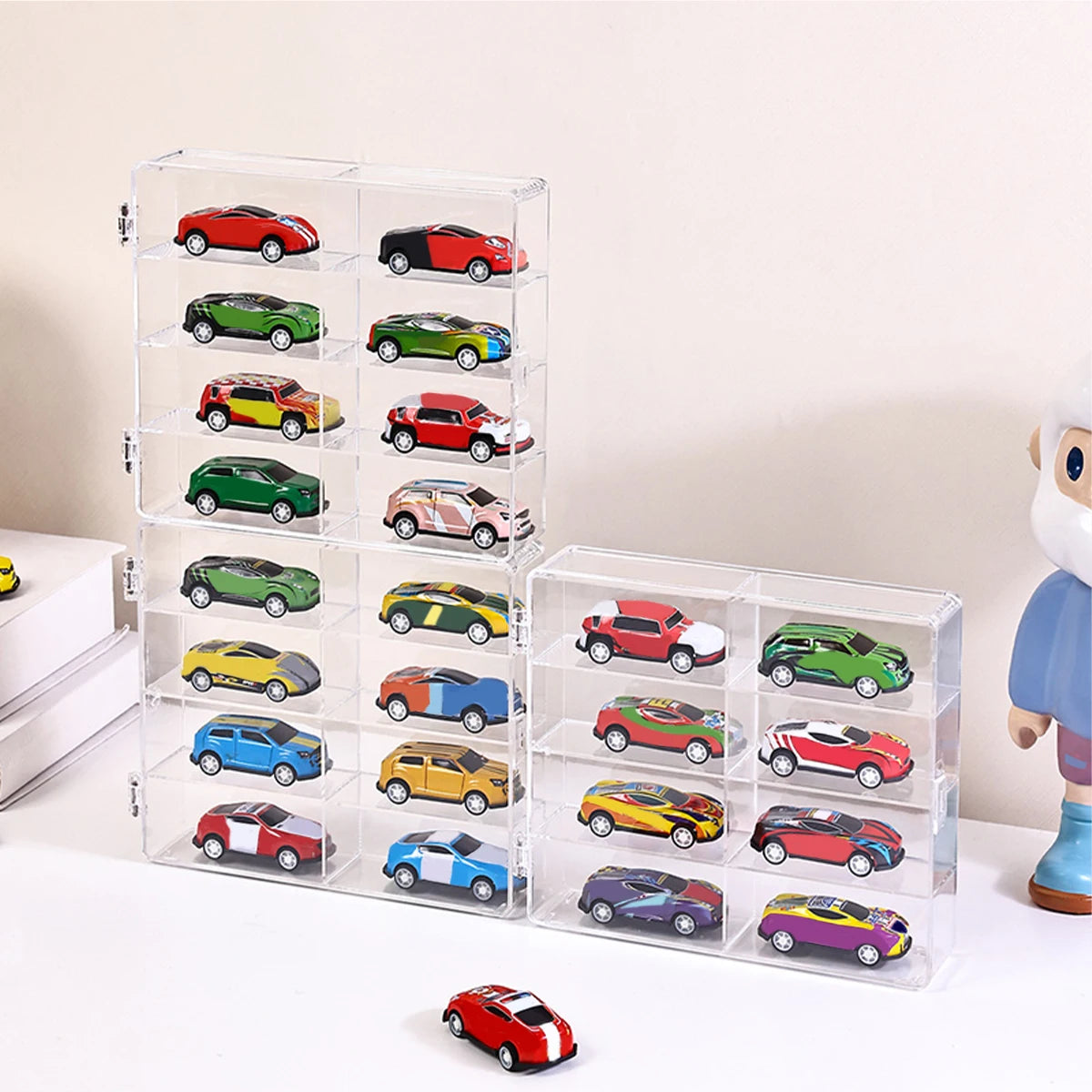 1pc acrylic transparent stackable 1:64 car model storage box toy cabinet rack hair accessories jewelry organizer Oasis Select