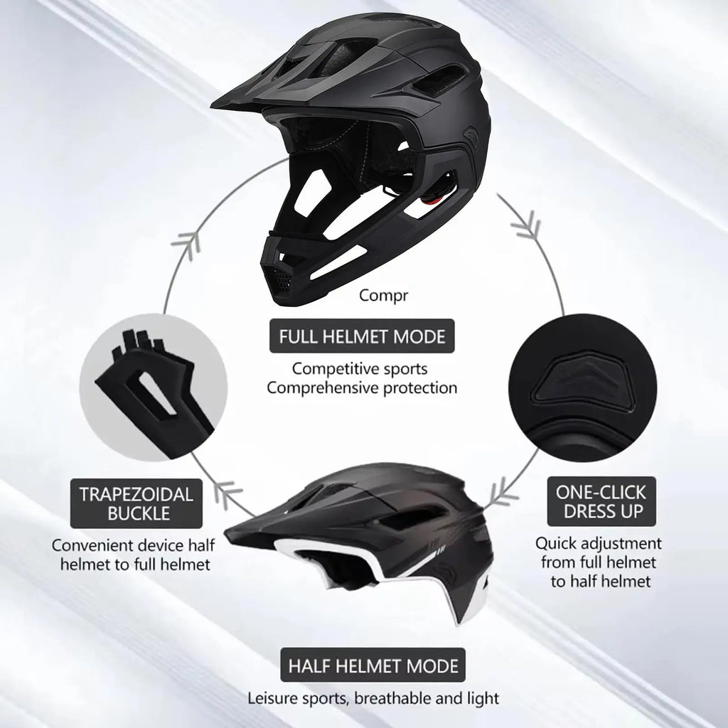Bike Helmet Bicycle Mountain Bike Helmet Full Face Detachable One-piece Motorcycle Riding Safety Helmet Head Protection Oasis Select